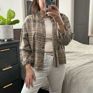 Vintage‎ Chico Design Linen blend Cropped Button Front Aztec print. Size …